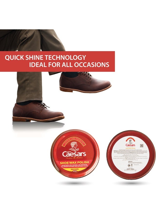 Habro Caesar Shoe Wax Polish Brown Water Repellent Restores Color 50 ML - Image 2